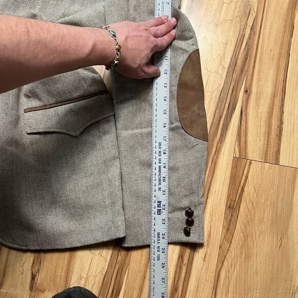 VINTAGE 70s Western Blazer Size 44R Faux Suede Yoked Circle S Sport Coat - Picture 5 of 8